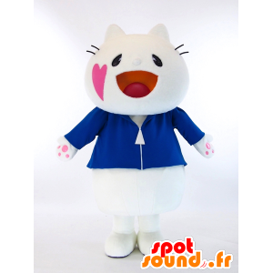 Nyan mascota, gato grande blanco - MASFR26035 - Yuru-Chara mascotas japonesas