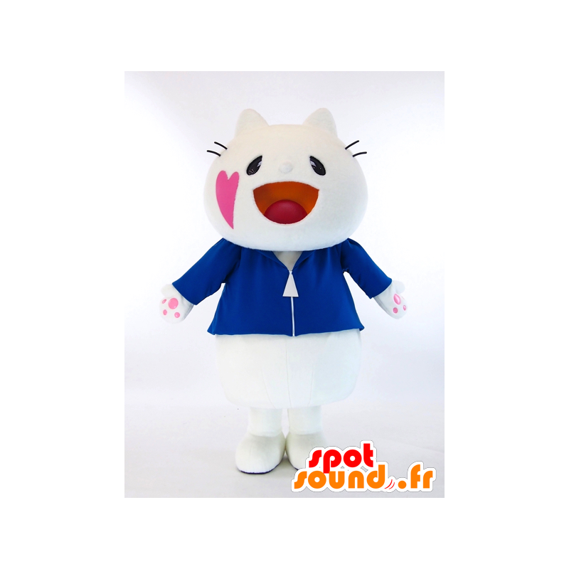 Nyan mascotte, grande gatto bianco - MASFR26035 - Yuru-Chara mascotte giapponese