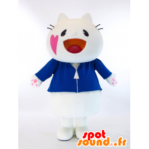 Nyan maskotti, iso valkoinen kissa - MASFR26035 - Mascottes Yuru-Chara Japonaises