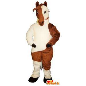 Pferd Maskottchen weiß und braun - Kostüm anpassbare - MASFR006865 - Maskottchen-Pferd