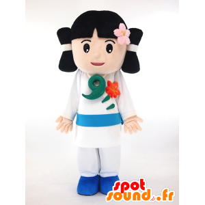 Mascotte Japans meisje met een witte tuniek - MASFR26036 - Yuru-Chara Japanse Mascottes
