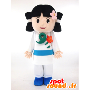 白いチュニックを着た日本の女の子のマスコット-MASFR26036-日本のゆるキャラのマスコット