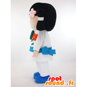 Mascotte de fillette japonaise, avec une tunique blanche - MASFR26036 - Mascottes Yuru-Chara Japonaises