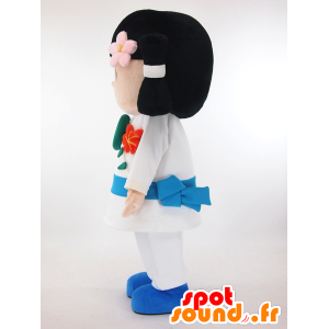 Japansk flickamaskot, med en vit tunika - Spotsound maskot