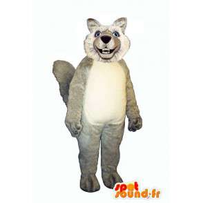 Mascot karvainen susi, harmaa ja valkoinen - MASFR006867 - Wolf Maskotteja