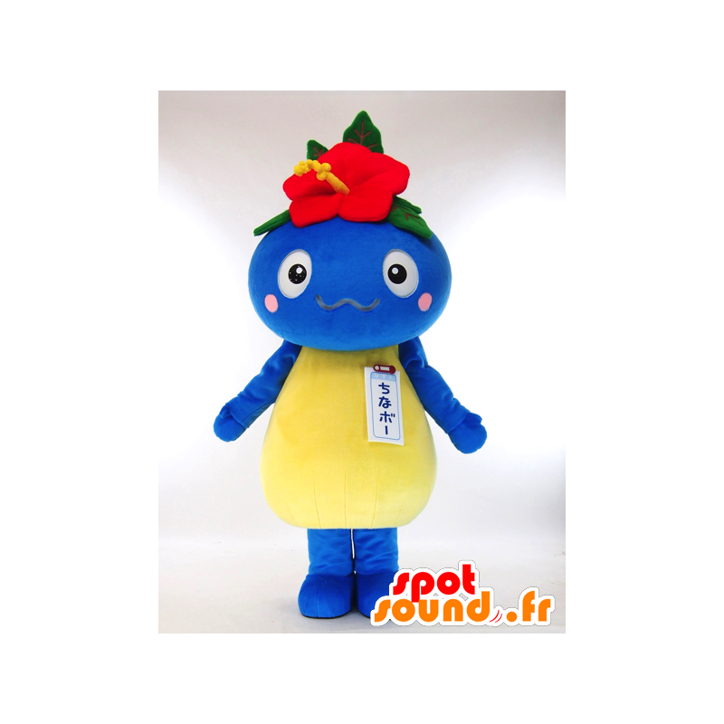 Mascota Chinabo, pescado azul con una flor en su cabeza - MASFR26044 - Yuru-Chara mascotas japonesas