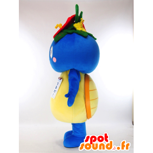Mascotte de Chinabo, poisson bleu avec une fleur sur sa tête - MASFR26044 - Mascottes Yuru-Chara Japonaises