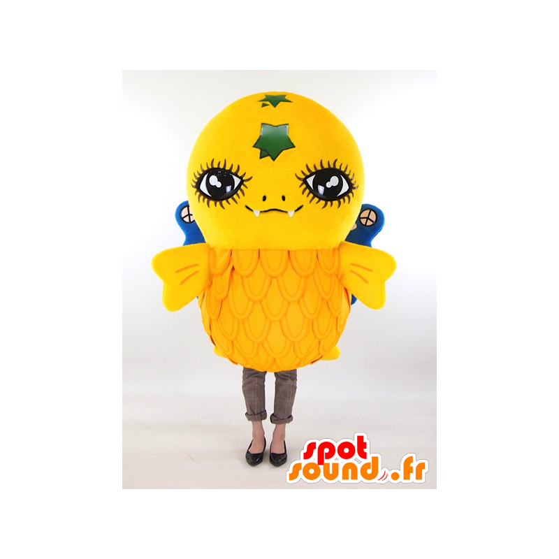 Gosshi mascot, little yellow bird with blue wings - MASFR26045 - Yuru-Chara Japanese mascots