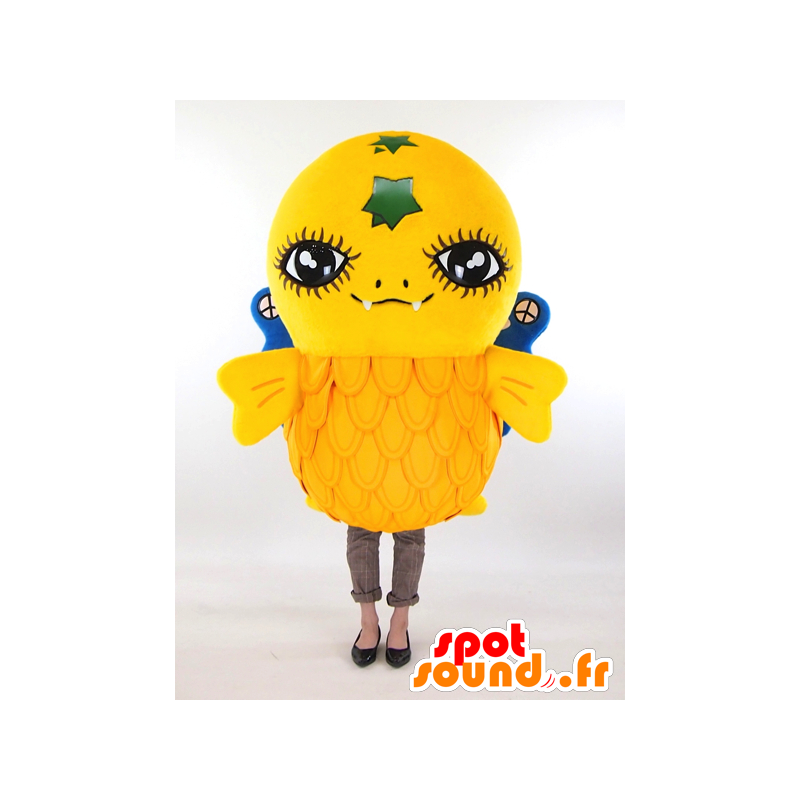 Mascot Gosshi, kleine gele vogel met blauwe vleugels - MASFR26045 - Yuru-Chara Japanse Mascottes