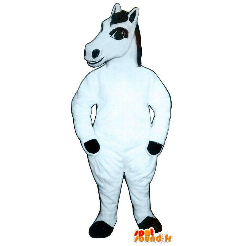Branco e mascote cavalo preto - Costume customizável - MASFR006869 - mascotes cavalo