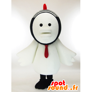 Mascotte de Gabukichi, poule blanche avec un bonnet noir - MASFR26050 - Mascottes Yuru-Chara Japonaises