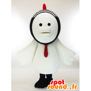 Gabukichi maskot, hvid høne med sort kasket - Spotsound maskot