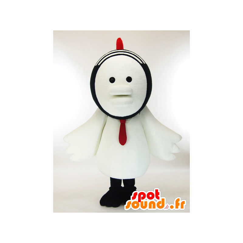 Mascota Gabukichi, gallina blanca con un gorro negro - MASFR26050 - Yuru-Chara mascotas japonesas