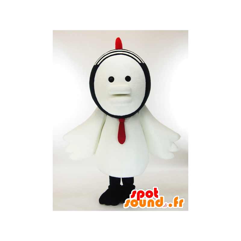 Mascot Gabukichi, hvit høne med en svart hette - MASFR26050 - Yuru-Chara japanske Mascots