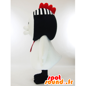 Mascotte de Gabukichi, poule blanche avec un bonnet noir - MASFR26050 - Mascottes Yuru-Chara Japonaises