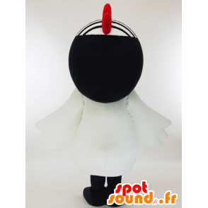Gabukichi maskot, vit höna med svart mössa - Spotsound maskot
