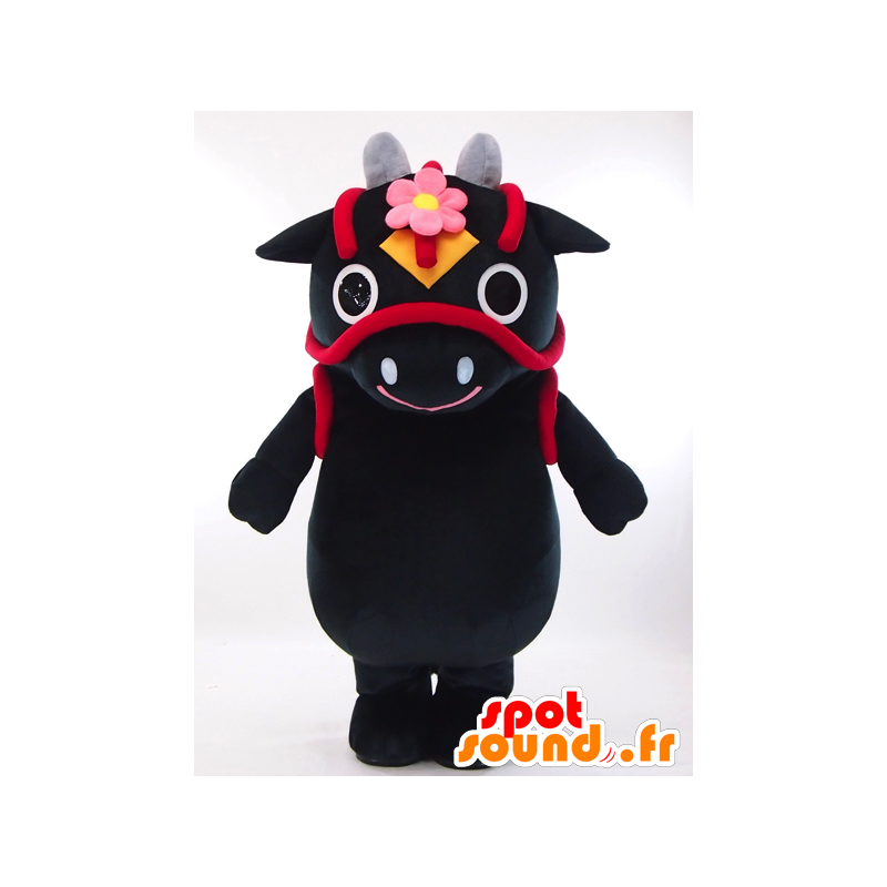 Mascot Hanada mei Taro zwarte koe en rood, zeer succesvol - MASFR26053 - Yuru-Chara Japanse Mascottes