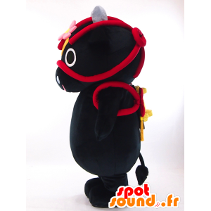 Mascot Hanada toukokuuta Taro musta lehmä ja punainen, erittäin onnistunut - MASFR26053 - Mascottes Yuru-Chara Japonaises