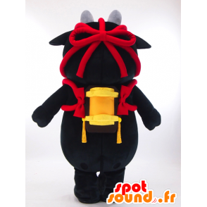 Mascot Hanada Maio Taro vaca preto e vermelho, muito bem sucedida - MASFR26053 - Yuru-Chara Mascotes japoneses