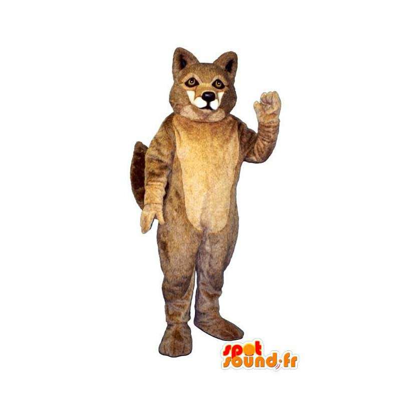 Brun ulv maskot og hårete. Wolf Costume - MASFR006871 - Wolf Maskoter