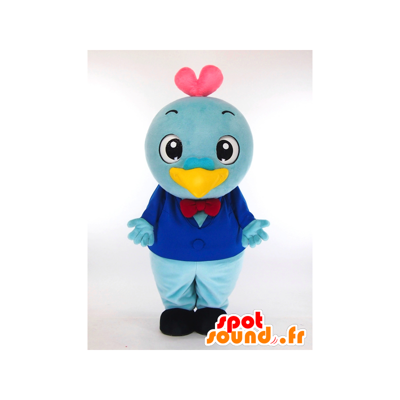 Hjerte-kun maskot, blå fugl - MASFR26057 - Yuru-Chara japanske Mascots