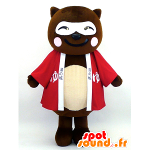 Mascot Pong Gil-κουν, καφέ και λευκό αρκουδάκι - MASFR26062 - Yuru-Χαρά ιαπωνική Μασκότ