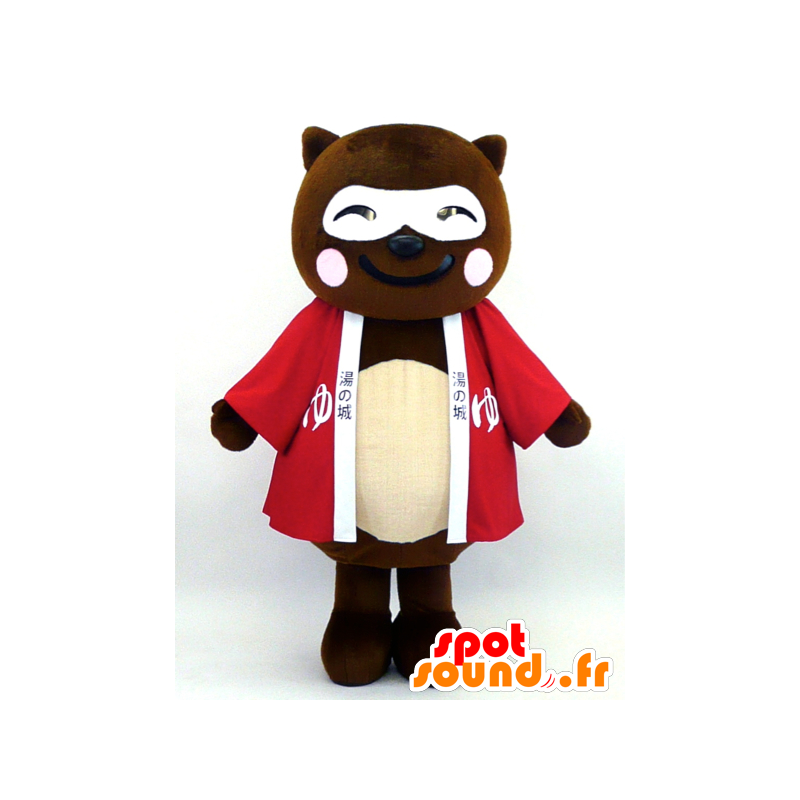 Mascotte Pong Gil-kun, marrone e bianco orsacchiotto - MASFR26062 - Yuru-Chara mascotte giapponese