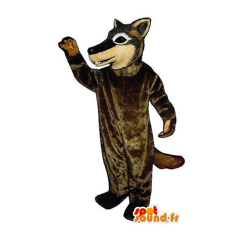 Brun ulv maskot. Wolf Costume - MASFR006873 - Wolf Maskoter