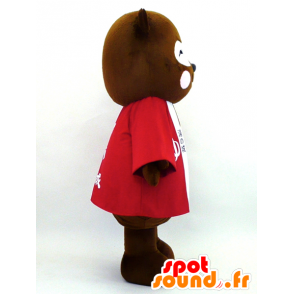 Mascotte de Pong Gil-kun, nounours marron et blanc - MASFR26062 - Mascottes Yuru-Chara Japonaises