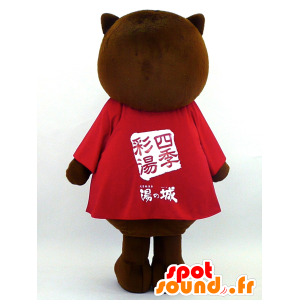 Mascotte de Pong Gil-kun, nounours marron et blanc - MASFR26062 - Mascottes Yuru-Chara Japonaises