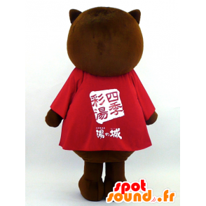 Mascot Pong Gil-kun, bruine en witte teddybeer - MASFR26062 - Yuru-Chara Japanse Mascottes