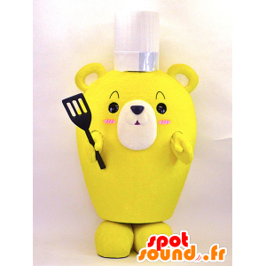 Mascotte de nounours cuisinier jaune - MASFR26063 - Mascottes Yuru-Chara Japonaises