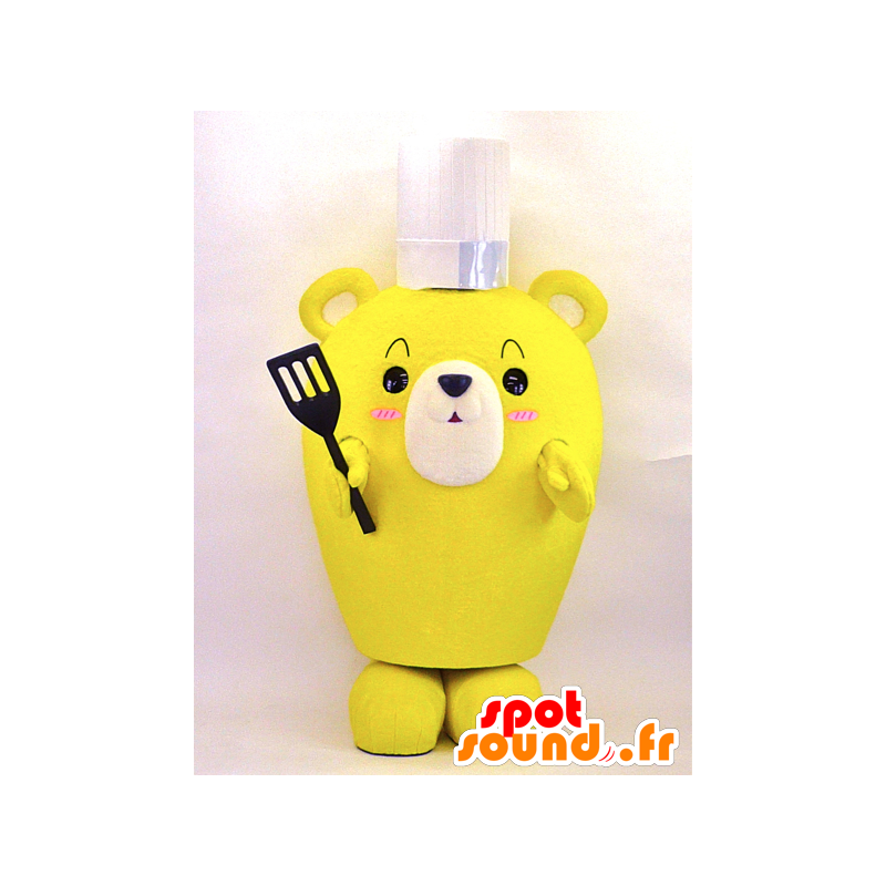 Mascotte de nounours cuisinier jaune - MASFR26063 - Mascottes Yuru-Chara Japonaises