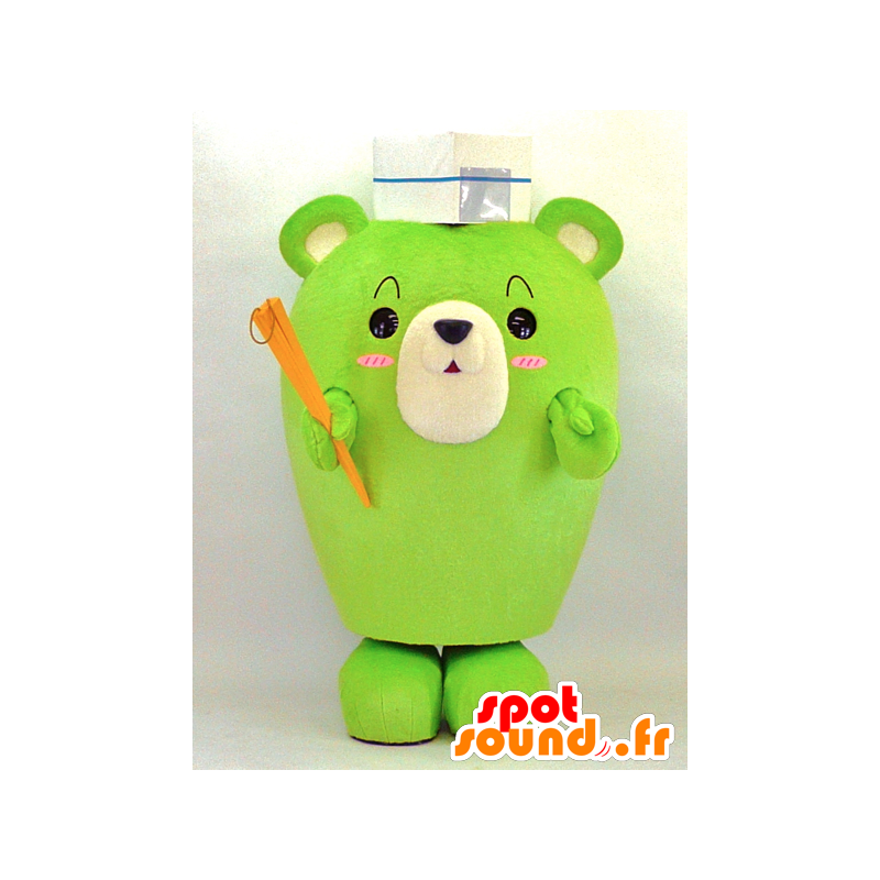 Mascotte de nounours cuisinier vert - MASFR26064 - Mascottes Yuru-Chara Japonaises