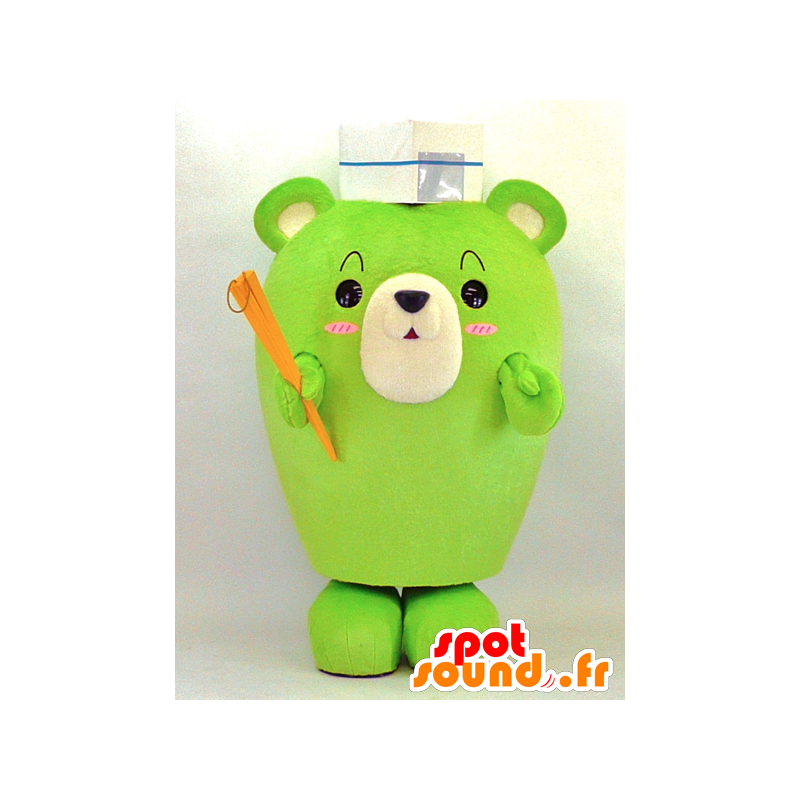 Grön kock nallebjörn maskot - Spotsound maskot