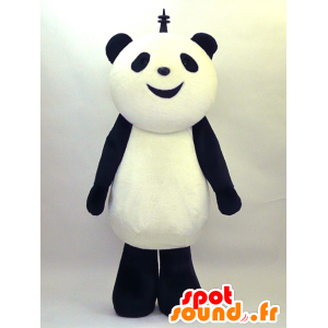 ルプラのマスコット、黒と白のパンダ、柔らかくて毛深い-MASFR26071-日本のゆるキャラのマスコット