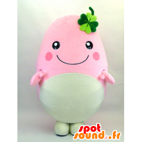 Mascotte de Fuwari, bonhomme rose et blanc, dodu et rond - MASFR26072 - Mascottes Yuru-Chara Japonaises