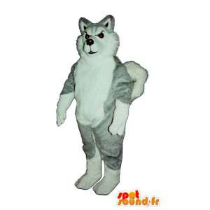 Mascote cinza e rouca branco. fantasia de cachorro lobo - MASFR006876 - Mascotes cão