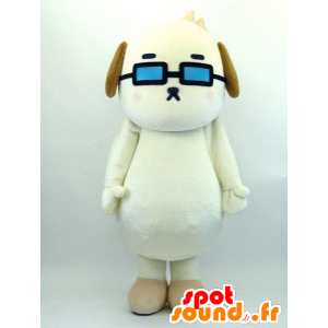 Mascotte Boretta, cane bianco con occhiali blu - MASFR26073 - Yuru-Chara mascotte giapponese