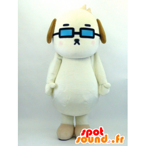 Mascot Boretta, weißer Hund mit blauen Gläsern - MASFR26073 - Yuru-Chara japanischen Maskottchen