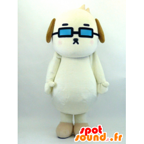 Mascotte Boretta, cane bianco con occhiali blu - MASFR26073 - Yuru-Chara mascotte giapponese