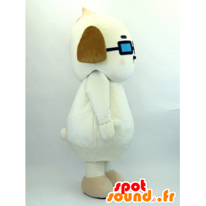 Boretta maskot, vit hund med blå glasögon - Spotsound maskot