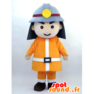 Mascot ShoFutoshi Kun, bombeiro laranja uniforme - MASFR26075 - Yuru-Chara Mascotes japoneses