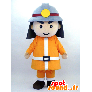 Mascot ShoFutoshi KUN oranssi palomies yhtenäinen - MASFR26075 - Mascottes Yuru-Chara Japonaises