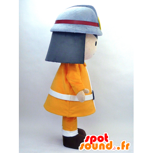 Mascot ShoFutoshi Kun, bombeiro laranja uniforme - MASFR26075 - Yuru-Chara Mascotes japoneses
