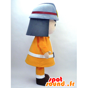 Mascot ShoFutoshi KUN oranssi palomies yhtenäinen - MASFR26075 - Mascottes Yuru-Chara Japonaises