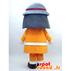 Mascot ShoFutoshi KUN oranssi palomies yhtenäinen - MASFR26075 - Mascottes Yuru-Chara Japonaises