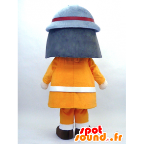 ShoFutoshiくんのマスコット、オレンジ色の制服を着た消防士-MASFR26075-日本のゆるキャラのマスコット