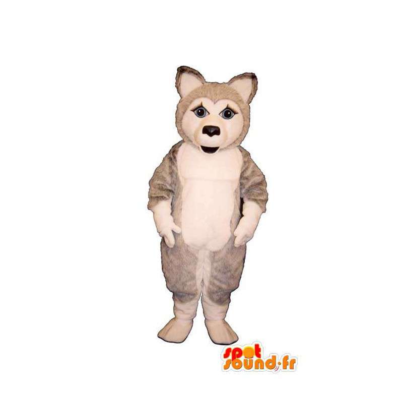 Husky cane mascotte, grigio e bianco - MASFR006878 - Mascotte cane