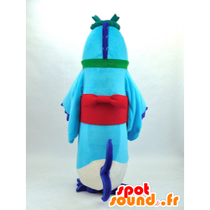 Akane-chan mascot, blue fish with Asian tunic - MASFR26083 - Yuru-Chara Japanese mascots